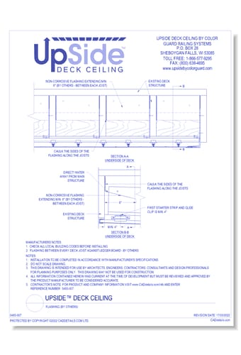 UpSide™ Deck Ceiling: Flashing (by others)