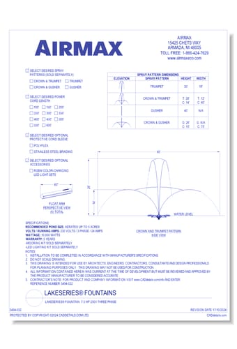 LakeSeries® Fountain: 7.5 HP 230V Three Phase
