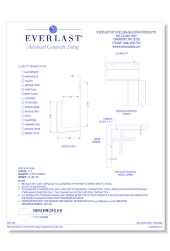 Trim Profiles: 1 1/2" J Channel