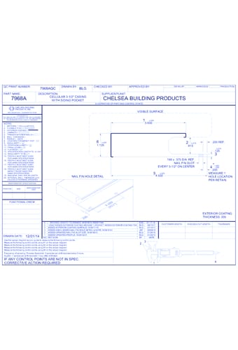 Cellular PVC Trim: Cellular 3 1/2" Casing With Siding Pocket