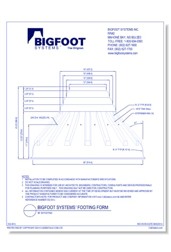 BIGFOOT SYSTEMS® Footing Form:  BF36 Form