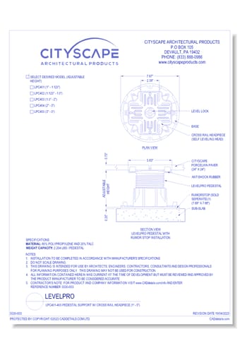 LevelPro - LPC401-405 Pedestal Support w/ Cross Rail Headpiece (1" - 5")
