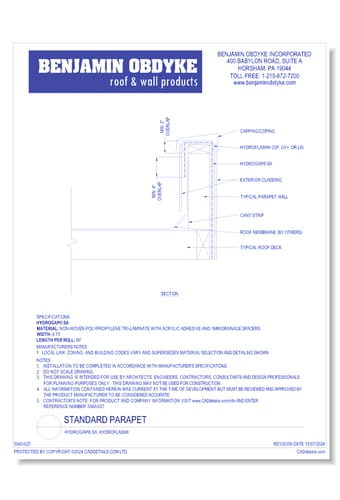 Standard Parapet: HydroGap® SA, HydroFlash®