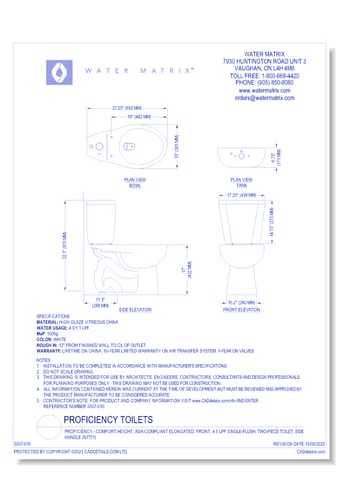 Proficiency - Comfort Height, ADA-Compliant Elongated, Front, 4.5 lpf Single-Flush, Two-Piece Toilet, Side Handle (N7771)