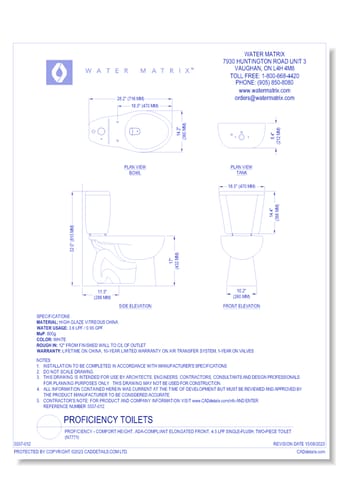 Proficiency - Comfort Height, ADA-Compliant Elongated Front, 4.5 lpf Single-Flush, Two-Piece Toilet (N7771) 