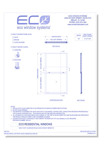 Heavy Duty Aluminum Single Hung Window: Series 150 