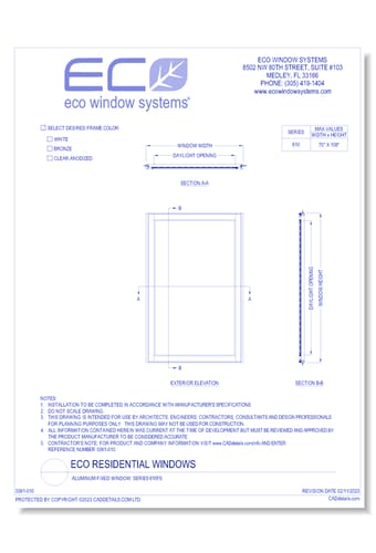 Aluminum Fixed Window: Series 610FS 