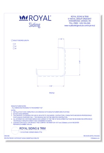 1 1/8 Outside Corner WM205 (7719)