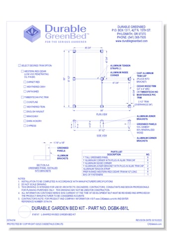8'X8'X1':  L-Shaped Raised Garden Bed Kit