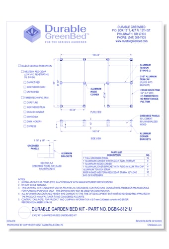 8'X12'X1': U-Shaped Raised Garden Bed Kit