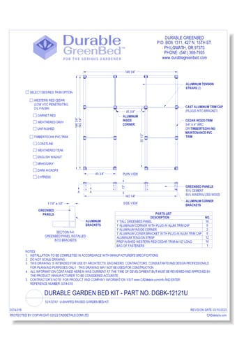 12'X12'X1': U-Shaped Raised Garden Bed Kit