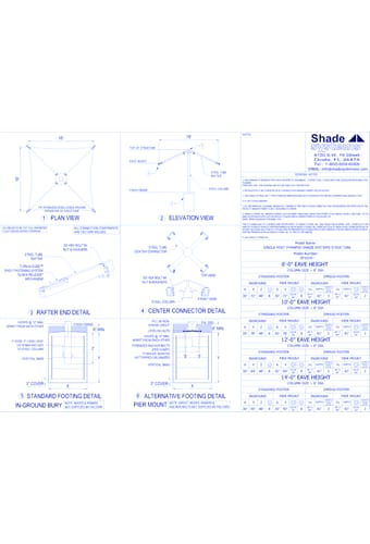 Single Post Pyramid Shade System - 16' x 16'