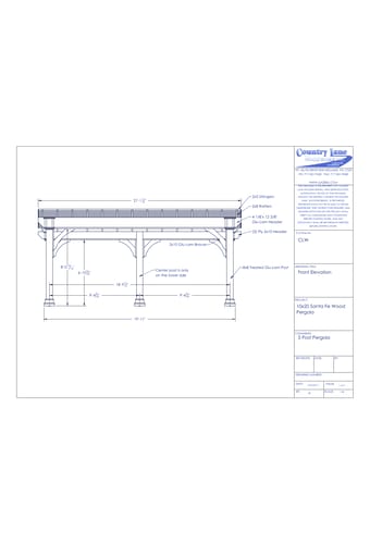 10' Wide - Santa Fe Wood Pergola