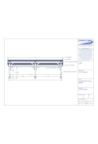 16' Wide - Santa Fe Wood Pergola