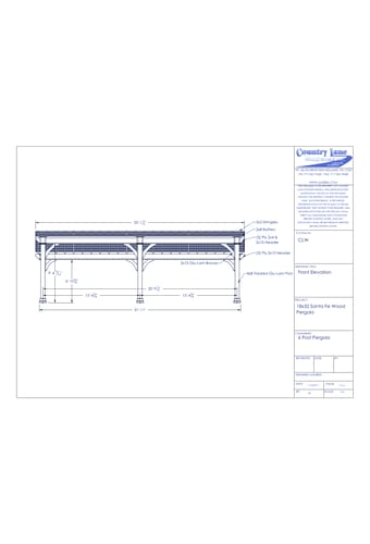 18' Wide - Santa Fe Wood Pergola