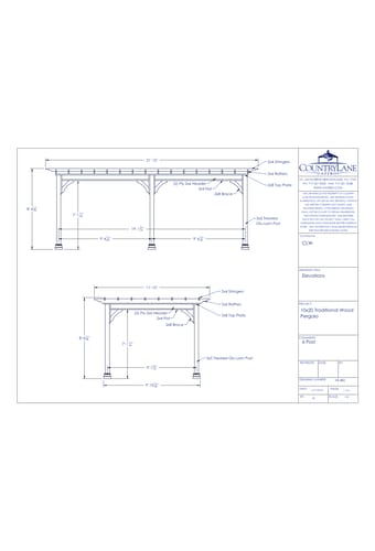 10' Wide - Traditional Wood Pergola