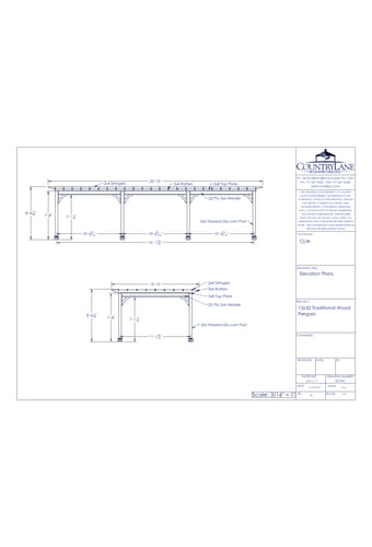 12' Wide - Traditional Wood Pergola