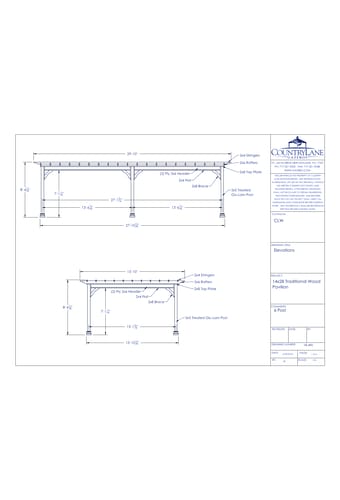 14' Wide - Traditional Wood Pergola