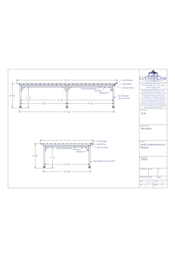 16' Wide - Traditional Wood Pergola