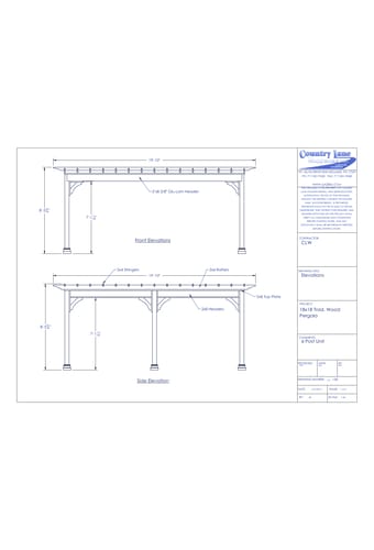 18' Wide - Traditional Wood Pergola
