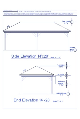14' Wide - Traditional Wood Pavilion