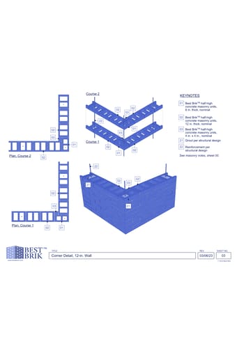 Best Brik Concrete Masonry Units - Corner Detail (12 Inch Wall)