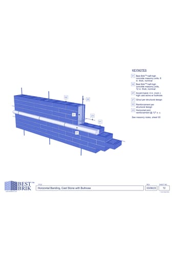 Best Brik Concrete Masonry Units - Horizontal Banding (Cast Stone W/ Bullnose)