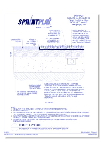 SprintPlay Elite - Synthetic Turf to Poured-in-Place Overlap with SBR Rubber Attenuation
