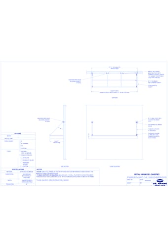 Standard Metal Canopy, Tube Fascia with Mounting Plates