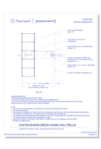 Gussetted Attachment (5132G): Wall Mounted Application, Plan View