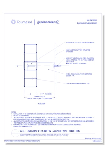 Gussetted Attachment (5132G): Steel Mounted Application, Plan View