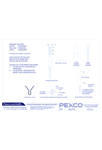 Roadside Delineator Posts FG500:  Specifications & Installation