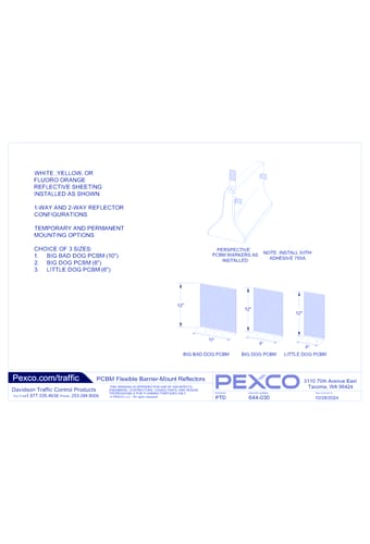 PCBM Flexible Barrier-Mount Reflectors - Available Sizes - Sheet 1