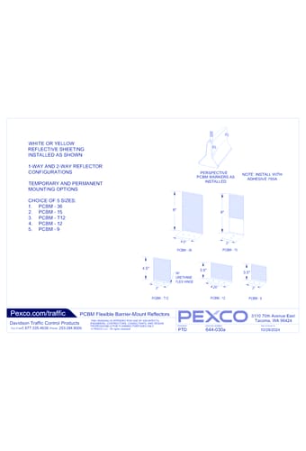 PCBM Flexible Barrier-Mount Reflectors - Available Sizes - Sheet 2