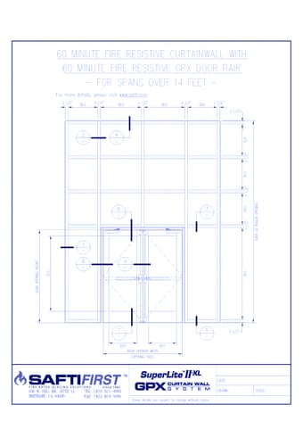 GPX Curtain Wall: 60 Minute Fire Resistive Curtain Wall with 60 Minute Fire Resistive Door Pair For Spans up to 14 Feet - Interior