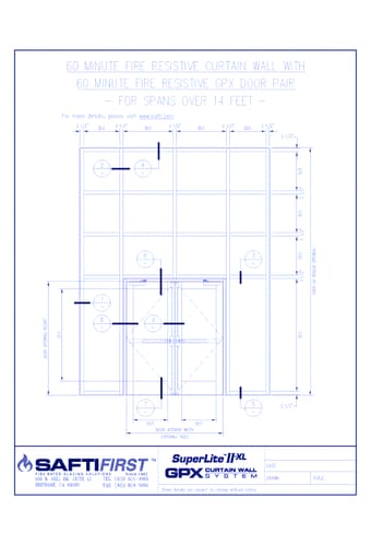 GPX Curtain Wall: 60 Minute Fire Resistive Curtain Wall with 60 Minute Fire Resistive Door Pair For Spans over 14 Feet - Exterior
