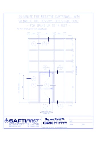 GPX Curtain Wall: 120 Minute Fire Resistive Curtain Wall with 90 Minute Fire Resistive Single Door For Spans over 14 Feet - Exterior