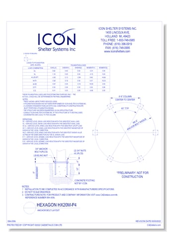 Hexagon HX20MFC-P4 - Anchor Bolt Layout