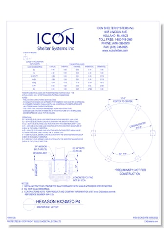 Hexagon HX24M2C-ORN-P4 - Anchor Bolt Layout