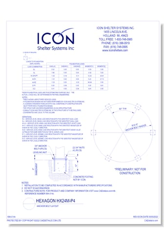 Hexagon HX24M-P4 - Anchor Bolt Layout