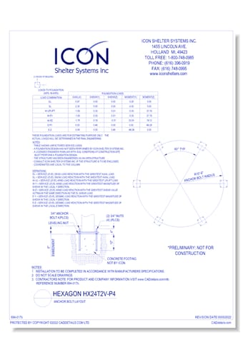 Hexagon HX242V-P4 - Anchor Bolt Layout