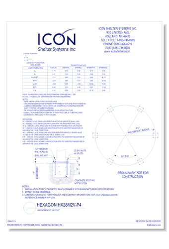 Hexagon HX28M2V-P4 - Anchor Bolt Layout