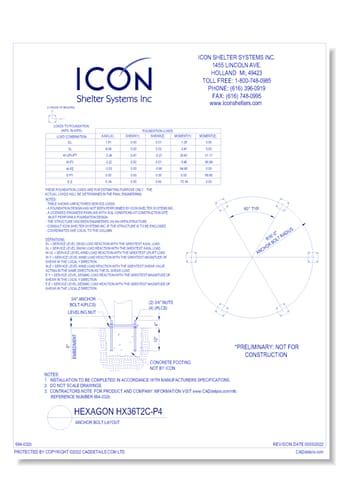 Hexagon HX36T2C-P4 - Anchor Bolt Layout