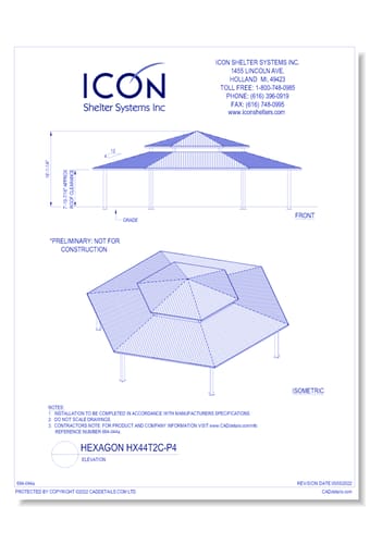 Hexagon HX44T2C-P4 - Elevation