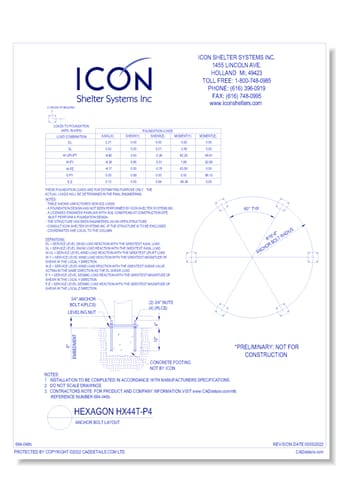 Hexagon HX44T-P4 - Anchor Bolt Layout