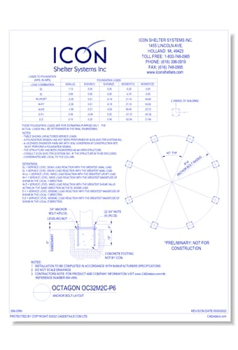 Octagon OC32M2C-P6 - Anchor Bolt Layout