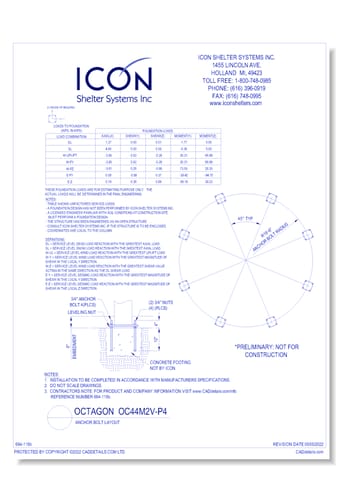 Octagon OC44M2V-P4 - Anchor Bolt Layout