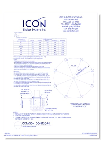 Octagon OC48T2C-P4 - Anchor Bolt Layout
