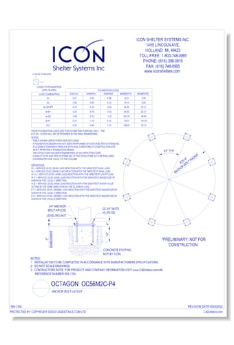 Octagon OC56M2C-P4 - Anchor Bolt Layout