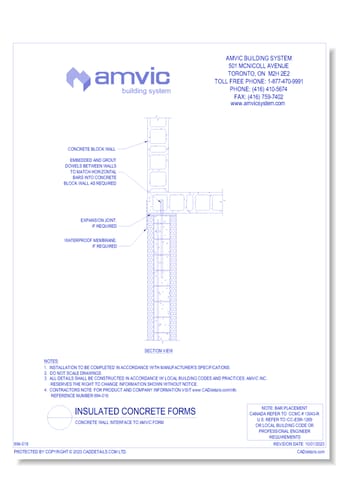 (CON-004) Concrete Blockwall Interface to Amvic Form